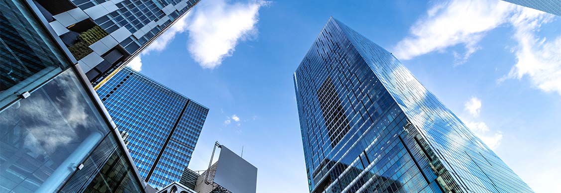 Modern building in the city with blue sky