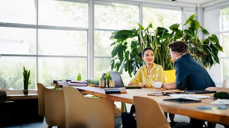 two colleagues discussing strategies