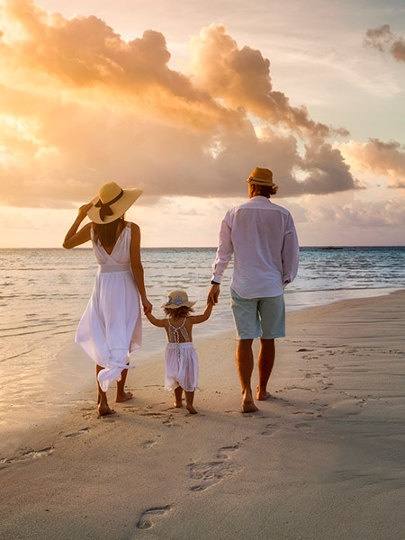 Couple walking on beach