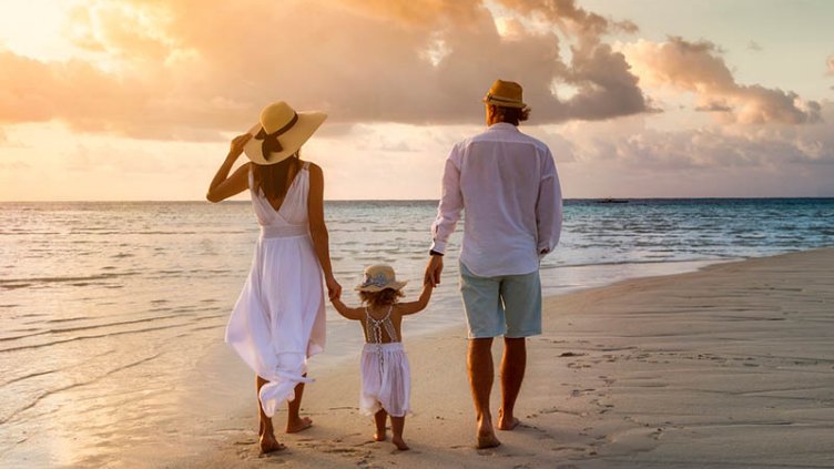 Couple walking on beach