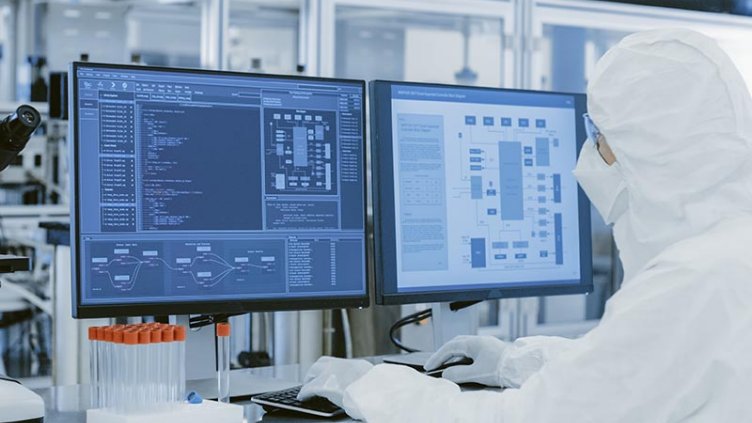 Man working inside a lab