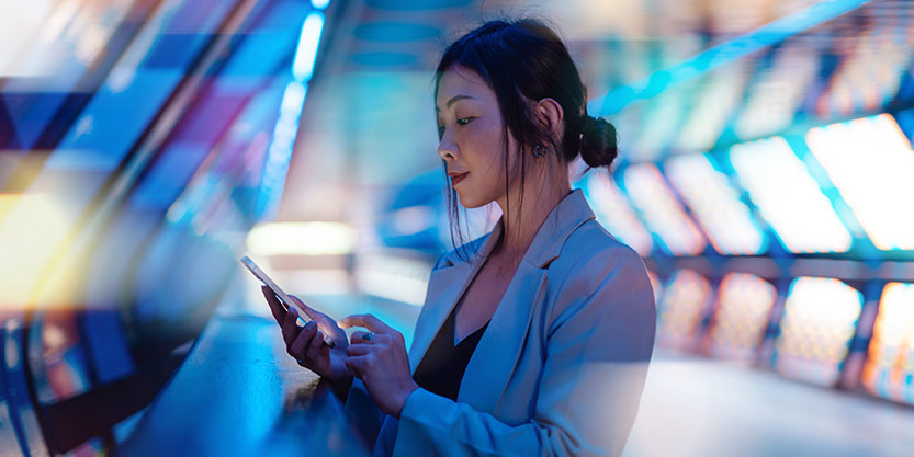 a woman using phone
