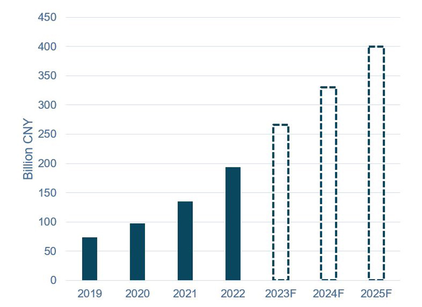 2019-2025F China’s core AI industry market size