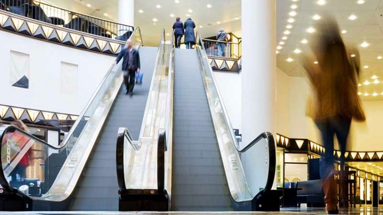 escalator at shopping mall