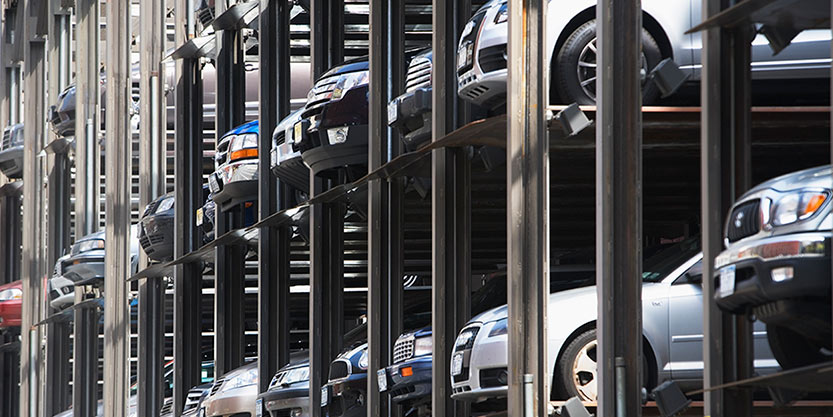 Car at dealership warehouse
