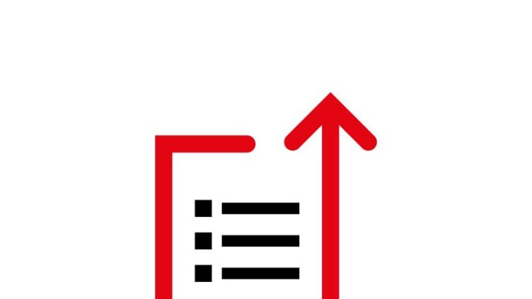 An upward arrow showing a spike in covid report