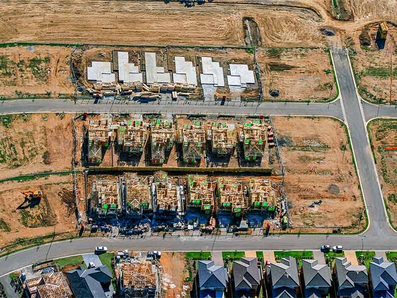 Aerial view of a town