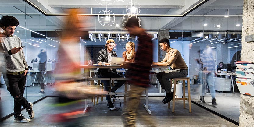 Young creative people working in the office