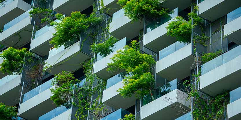 Balconies having greenery