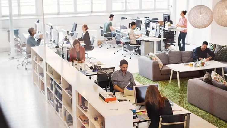 People working in a modern office