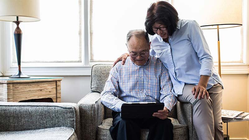 senior couple at home